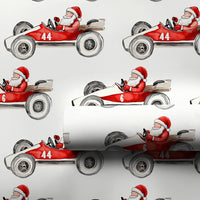 Number 6 and 44 Auto Racing Gift Wrap, Vintage Race Car Santa Wrapping Paper, Watercolor Motorsport Holiday Paper, Christmas Wrapping Paper