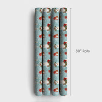 Festive Holiday Llama Gift Wrap, Christmas Llama Wrapping Paper, Adorable Animal Wreath Llama Wrapping Paper, Winter Snowflakes Gift Wrap Roll