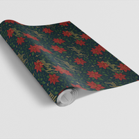Religious Holiday Wrapping Paper, Poinsettia and Cross Christmas Wrapping Paper, Christian Faith Gift Wrapping Paper, Church Xmas Wrap