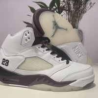 High Top Sneakers, White Gray Colorway, Lace Up Design, Casual Gift for Sneaker Fans
