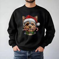 Santa Hat Yorkie Dog Crewneck, Yorkie Christmas Sweatshirt, Adorable Holiday Yorkie Pullover, Christmas Dog Sweater, Xmas Present for Dog Lover