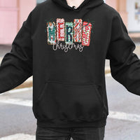 Preppy Plaid Holiday Sweatshirt, Merry Christmas Coquette Bow Hoodie, Adorable Xmas Hooded Pullover, Festive Winter Apparel Present
