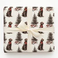 Vintage Dog Christmas Gift Wrap, Chocolate Labrador Wrapping Paper, Chocolate Lab Holiday Wrapping Paper, Dog Lover Present Wrap Roll