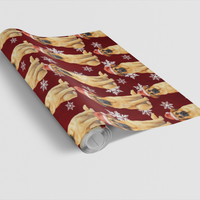 Santa Dog Red Holiday Gift Wrap, Leonberger Christmas Wrapping Paper, Festive Puppy Wrapping Paper