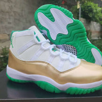 High Top Sneakers, White Green Gold Colorway, Lace Up Design, Casual Gift for Sneaker Fans