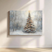 Winter Forest Landscape Canvas, Snowy Christmas Tree Canvas Art, Pine Trees Wall Decor, Holiday Season Canvas Print, Xmas Home Decor Present