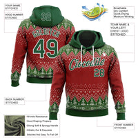 Personalized Holiday Knit Print Pullover Sweatshirt, Custom Ugly Christmas Sweater Hoodie, Festive Xmas Hoodie, Custom Name Number Hoodie