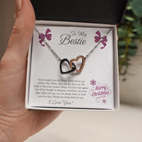 Friendship Pendant Necklace, Best Friend Interlocking Hearts Necklace, Polished Surgical Steel Heart Necklace, Christmas Bestie Present