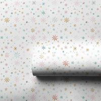 Winter Wonderland Holiday Gift Wrap Paper, Pastel Snowflake Christmas Wrapping Paper, Elegant Xmas Present Paper, Seasonal Gift Wrap