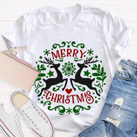 Festive Reindeer Holiday Graphic Tee, Christmas Elk T-Shirt, Winter Deer Shirt, Adorable Merry Christmas Animal T-Shirt, Xmas Apparel