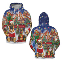 Holiday Dog Lover Hoodie, German Shepherd Christmas Hoodie, Festive Xmas Pet Graphic Hoodie, Winter Pullover Sweater, Dog Owner Present