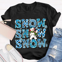 Snowflake Snowman Graphic Tee, Let It Snow Christmas T-Shirt, Adorable Winter Holiday Shirt, Festive Xmas Snowmen Tee, Winter Season Family Present