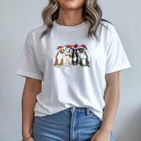 Santa Hat Dog Graphic Tee, Pit Bull Christmas T-Shirt, Festive Pitbull Holiday Shirt, Adorable Dog Lover Christmas Graphic T-Shirt Present