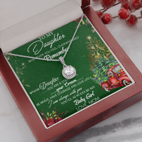 Christmas Holiday Card Pendant Necklace, To My Daughter Necklace, White Gold Stainless Steel Necklace, Xmas Present from Mom for Her