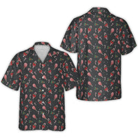 Festive Holiday Pattern Aloha Shirt, Christmas Candy Cane Hawaiian Shirt, Humorous Ugly Christmas Button Up Shirt, Winter Holiday Beach Shirt