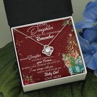 Sentimental Message Card Pendant Necklace, To My Daughter Love Knot Necklace, Christmas Holiday Present for Daughter from Mom Jewelry