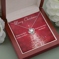 Romantic Holiday Love Knot Necklace, Humorous Christmas Poem Love Knot Necklace, 14k White Gold Over Stainless Steel Pendant Necklace for Her