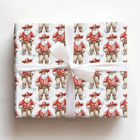 Wild West Watercolor Santa Gift Wrap, Cowboy Santa Christmas Wrapping Paper, Rustic Chaps Santa Wrapping Paper, Country Holiday Gift Wrap