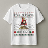 Humorous Frog Ugly Christmas Sweater Shirt, T'was the Tylenol M'Lord T-Shirt, Sarcastic Meme Graphic Tee, Medieval Meme Christmas T-Shirt
