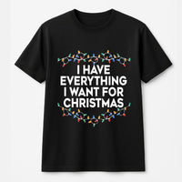 Humorous Holiday Lights Graphic Tee, I Have Everything I Want for Christmas T-Shirt, Festive Xmas Quote Shirt, Couples Christmas T-Shirt Present