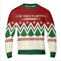 Dog Paw Holiday Knit Crewneck, Is This Fluffy Enough Ugly Christmas Sweater, Adorable Pet Lover Xmas Pullover, Humorous Puppy Holiday Sweater