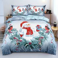 3D Winter Holiday Bedding Set, Christmas Snowman Duvet Cover Set, Festive Snowman Quilt Cover, Comfy Merry Xmas Bedroom Decor