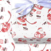 Ice Hockey Holiday Gift Wrap, Hockey Santa Christmas Wrapping Paper, Sporty Santa Wrapping Paper, Ice Hockey Player Gift Wrapping Paper
