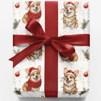 Festive Dog Holiday Gift Wrap, Corgi Christmas Wrapping Paper, Adorable Puppy Gift Wrapping Paper, Dog Lover Holiday Present Wrap Roll
