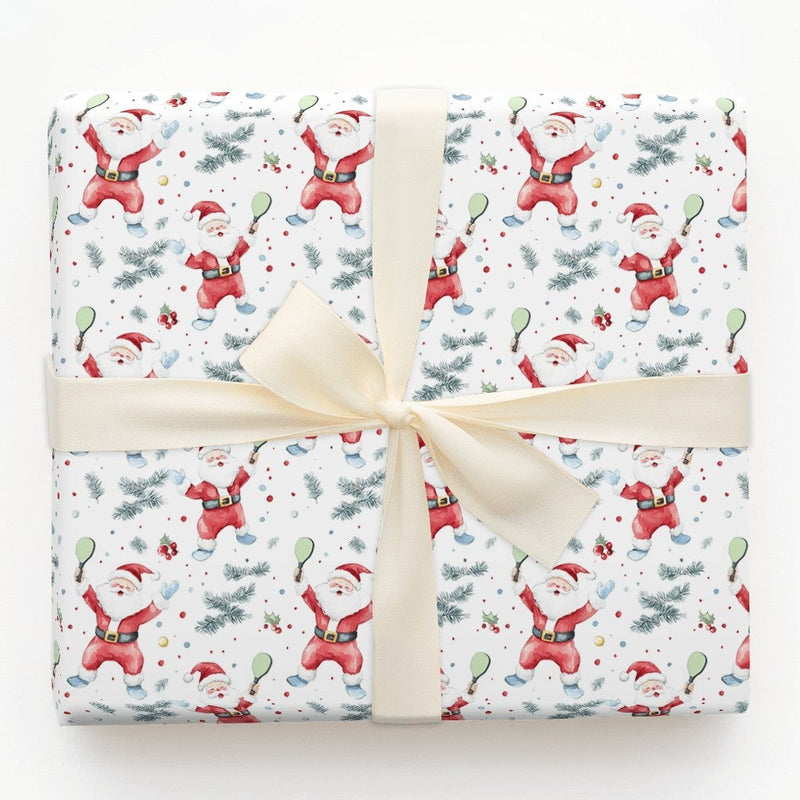 Sporty Christmas Gift Wrap, Santa Pickleball Wrapping Paper, Watercolor Santa Claus Holiday Wrapping Paper, Pickleball Player Gift Wrap
