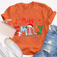 Custom Snowflake Holiday T-Shirt, Personalized Christmas Lights Teacher Shirt, Festive Classroom Graphic Tee, Teacher Xmas Present