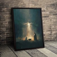 Holy Family Birth of Jesus Wall Art, Nativity Scene Star of Bethlehem Poster, Painterly Sacred Art Print, Christmas Christian Decor
