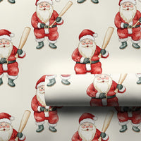 Sports Christmas Gift Wrap, Baseball Santa Wrapping Paper, Humorous Santa Claus Present Wrap Roll, Holiday Baseball Fan Gift Wrapping Paper