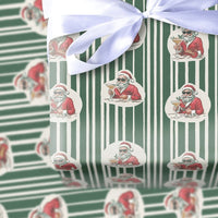 Humorous Sunglasses Santa Gift Wrap, Cocktail Santa Wrapping Paper, Striped Christmas Present Paper, Cool Holiday Wrapping Paper, Retro Party Wrap