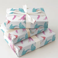Pink and Teal Christmas Wrapping Paper, Watercolor Santa Wrapping Paper, Modern Santa Holiday Wrapping Paper Roll, Festive Present Gift Wrap