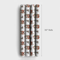 Comfy Bookish Christmas Gift Wrap, Reading Santa Claus Wrapping Paper, Watercolor Santa Present Wrap, Nostalgic Holiday Packaging