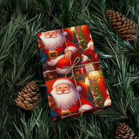 Nostalgic Santa Gift Wrap, Santa Claus and Child Wrapping Paper, Christmas Wrapping Paper, Vintage Holiday Gift Wrap, Festive Paper Roll
