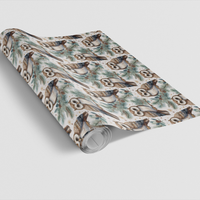 Watercolor Woodland Christmas Gift Wrap, Winter Owl Wrapping Paper, Pinecone Snowy Present Wrap, Nature Holiday Gift Wrap Paper Roll