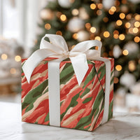 Abstract Modern Christmas Gift Wrap, Red and Green Brushstroke Wrapping Paper, Artistic Holiday Wrapping Paper Roll, Elegant Present Wrap