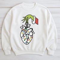 Festive Nurse Holiday Crewneck, Christmas Anatomy Heart Sweatshirt, Holiday Lights Medical Sweatshirt, Anatomical Heart Pullover Sweatshirt