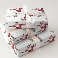 Humorous Skater Christmas Gift Wrap, Skateboarding Santa Wrapping Paper, Watercolor Santa Claus Present Paper, Winter Holiday Roll, Skater Present