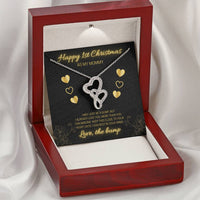 Interlocking Double Hearts Pendant, First Christmas Mommy to Be Necklace, 14K White Gold Over Stainless Steel, Expecting Mom Heart Present