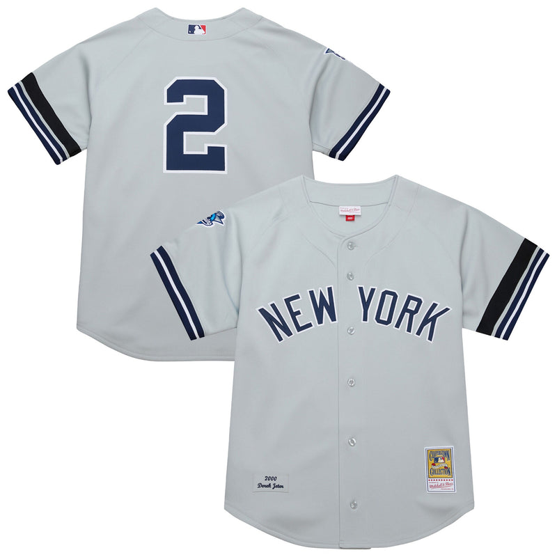 New York Yankees Derek Jeter Gray Cooperstown Collection 2000 World Series Authentic Jersey
