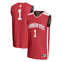 #1 Washington State Cougars Lightweight Collegiate Basketball Fashion Jersey - Crimson
