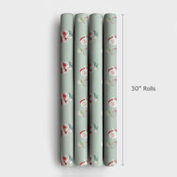 Sporty Holiday Gift Wrap, Tennis Santa Christmas Wrapping Paper, Mint Green Watercolor Tennis Wrapping Paper, Tennis Player Xmas Gift Wrap