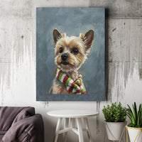 Festive Yorkie Dog Holiday Print, Yorkshire Terrier Christmas Canvas Wall Art, Digital Download Wall Decor, Yorkie Lover Xmas Present