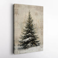Snowy Pine Tree Canvas Print, Rustic Christmas Tree Canvas Wall Art, Winter Holiday Canvas Art, Festive Farmhouse Decor Christmas Present