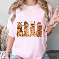Adorable Holiday Dog Mom Shirt, Golden Retriever Christmas T-Shirt, Festive Dog Lover Graphic Tee, Retro Xmas Animal Tee, Pet Owner Present