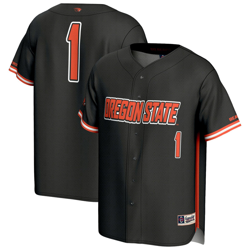 #1 Oregon State Beavers Lightweight Baseball Fashion Jersey - Black