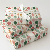Retro Holiday Gift Wrap, Vintage Ornament Christmas Wrapping Paper, Nostalgic Present Wrap, Baubles Pattern Wrapping Paper, Xmas Gift Wrap