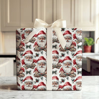 Buff Santa Claus Gift Wrap, Tattooed Santa Wrapping Paper, Edgy Hipster Christmas Wrapping Paper, Humorous Holiday Gift Wrap, Cool Xmas Paper